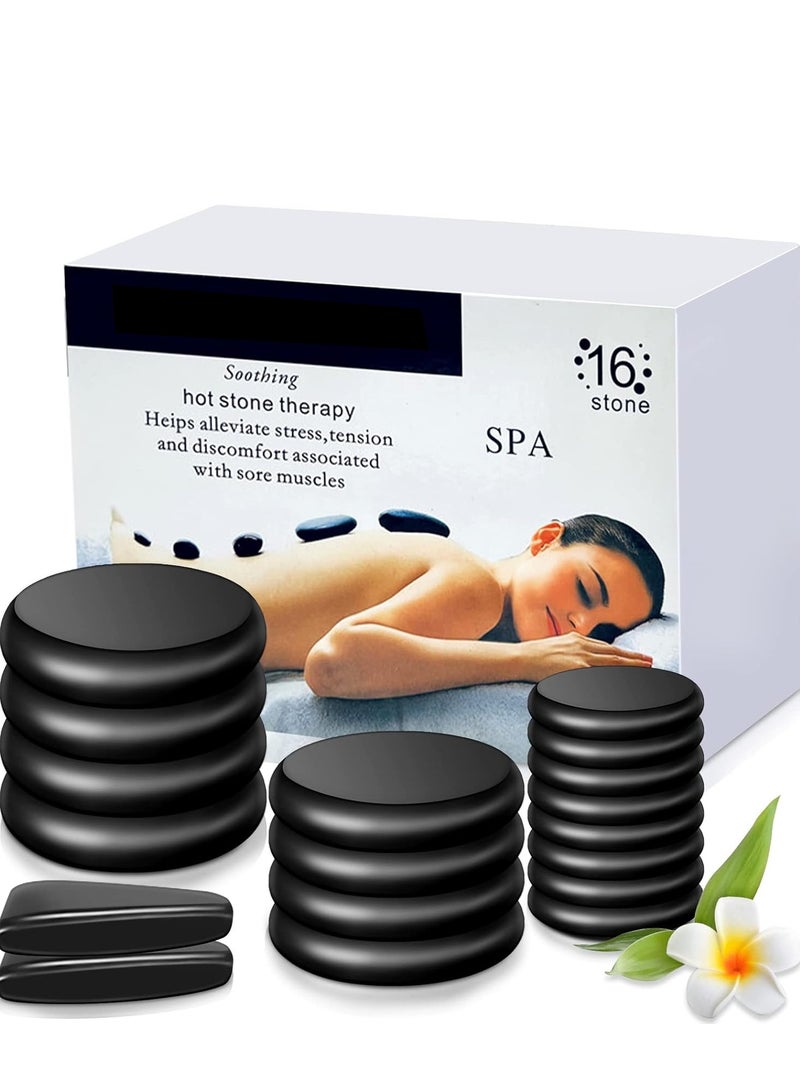 عربست 18 قطعة من الحجارة الساخنة تدليك مجموعة تدليك أسود ناعم الحجارة الساخنة Bianstone مجموعة للمنزل سبا التدفئة الاسترخاء تخفيف الألم - Image 1